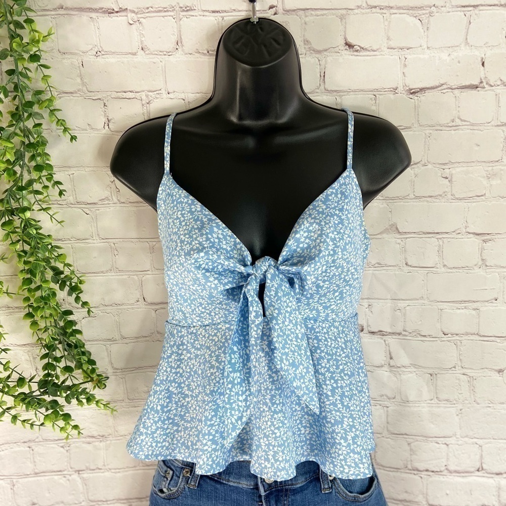 WOMENS Floral Tie Front Camisole Crop Top M